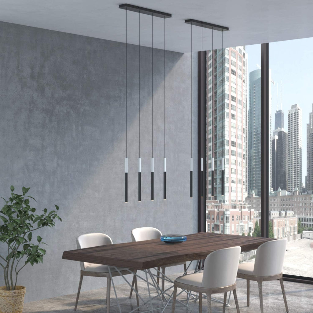 ALTAIR 4 Mini Pendant Lighting White-Black - LED Hanging Light Fixture for Kitchen Island, Bar, Foyer - Cluster Pendants - Dimmable, Adjustable Wire, Lamp Bulb Included