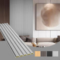 OUZUGIE WPC Acoustic Slat Wall Paneling, 8-Pack 96 x 6 Inches 3D Wall Panels for Interior Wall Decor,Living Room,TV Background,Study Room,Office Spaces,Bedroom,Low Grille (Grey)
