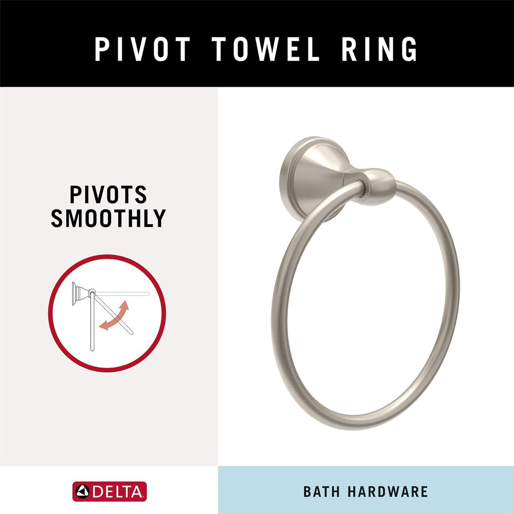 Delta Faucet Becker 3-Piece Bathroom Set, SpotShield Brushed Nickel, 18"/24" Towel Rack, Toilet Paper Holder, Ring BCK63-DN