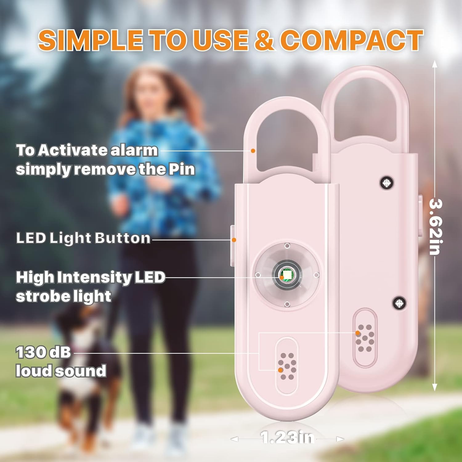 Safe Sound Personal Alarm, 2 Pack 130 dB Loud Siren Song Emergency Security Alarm Keychain with Strobe LED Light, Personal Sound Safety Siren for Women, Men, Children, Elderly