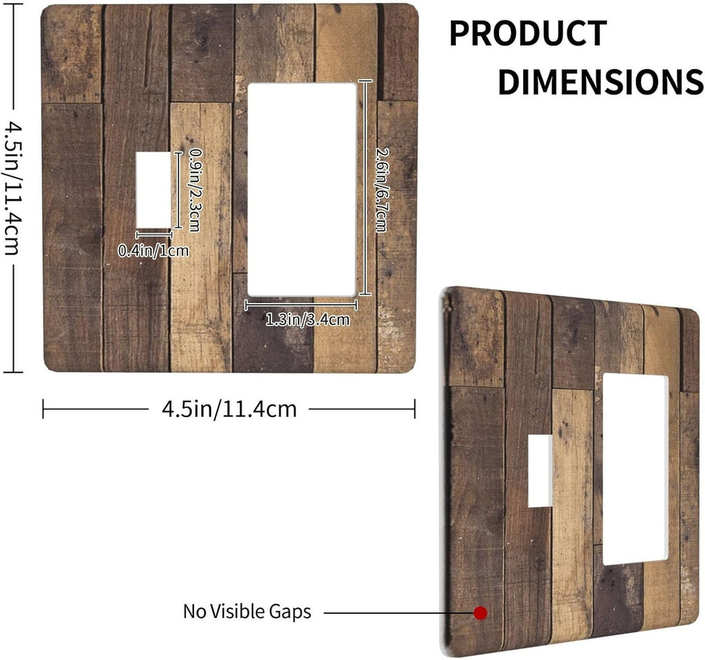 Cool Brown Wood Style Vintage Rustic Print Outlet Covers 1 Toggle 1 Rocker Combination Decorative Wall Plate Electrical Switch Plates Light Switch Cover Plate for Farmhouse Home Decor