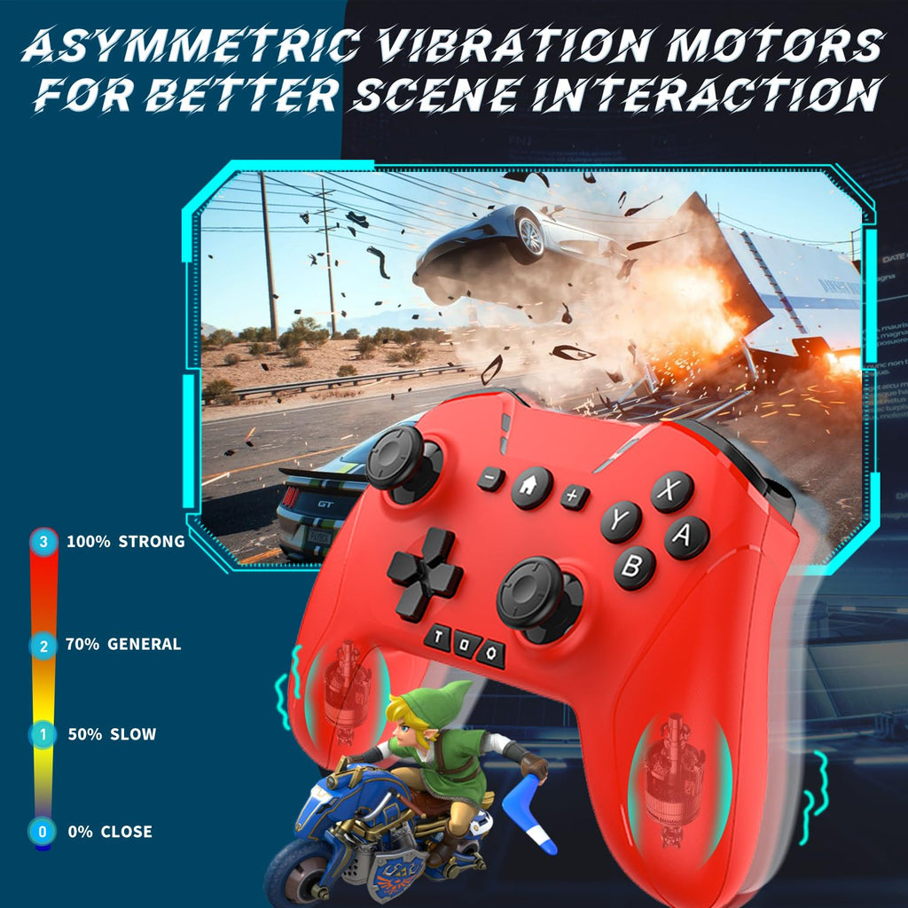 Bluetooth Controller for Switch/Mac/PC/Steam/Mobile Phone/iOS/Android//TV/iPad/Table/Apple Arcade MFi Games, switch pro controller wireless with Adjustable Dual Motion,Turbo,Macros,6-Axis,Wake Up for Black Myth: Wukong (Black) (Purple) (Red)
