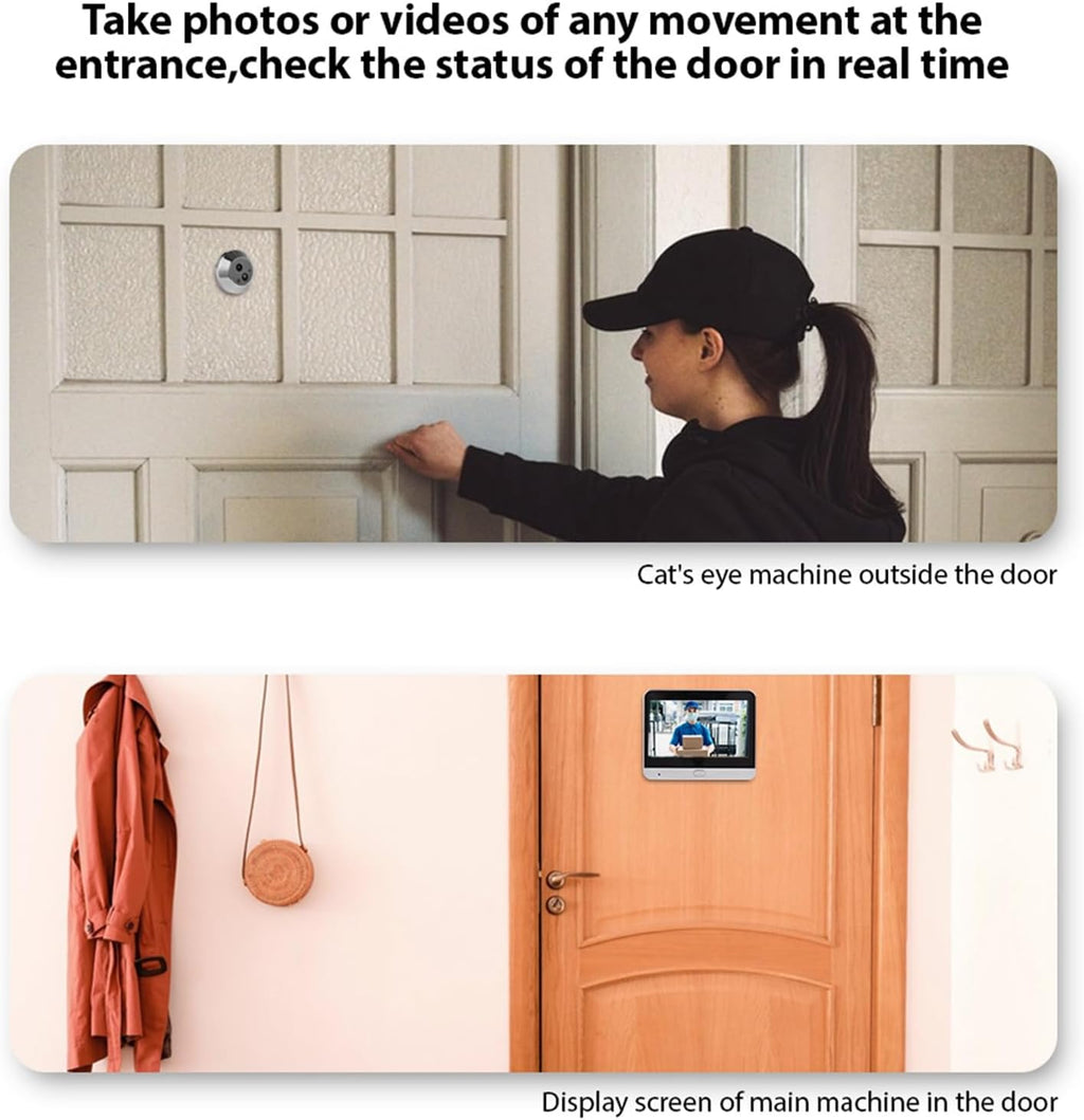 Smart Video Doorbell Camera, WiFi Door Peephole Camera with 4.3in Display Monitor, Tuya APP Wireless Digital Door Viewer, Smart Motion Detection, Night Vision, Rechargeable 5000Ah Battery
