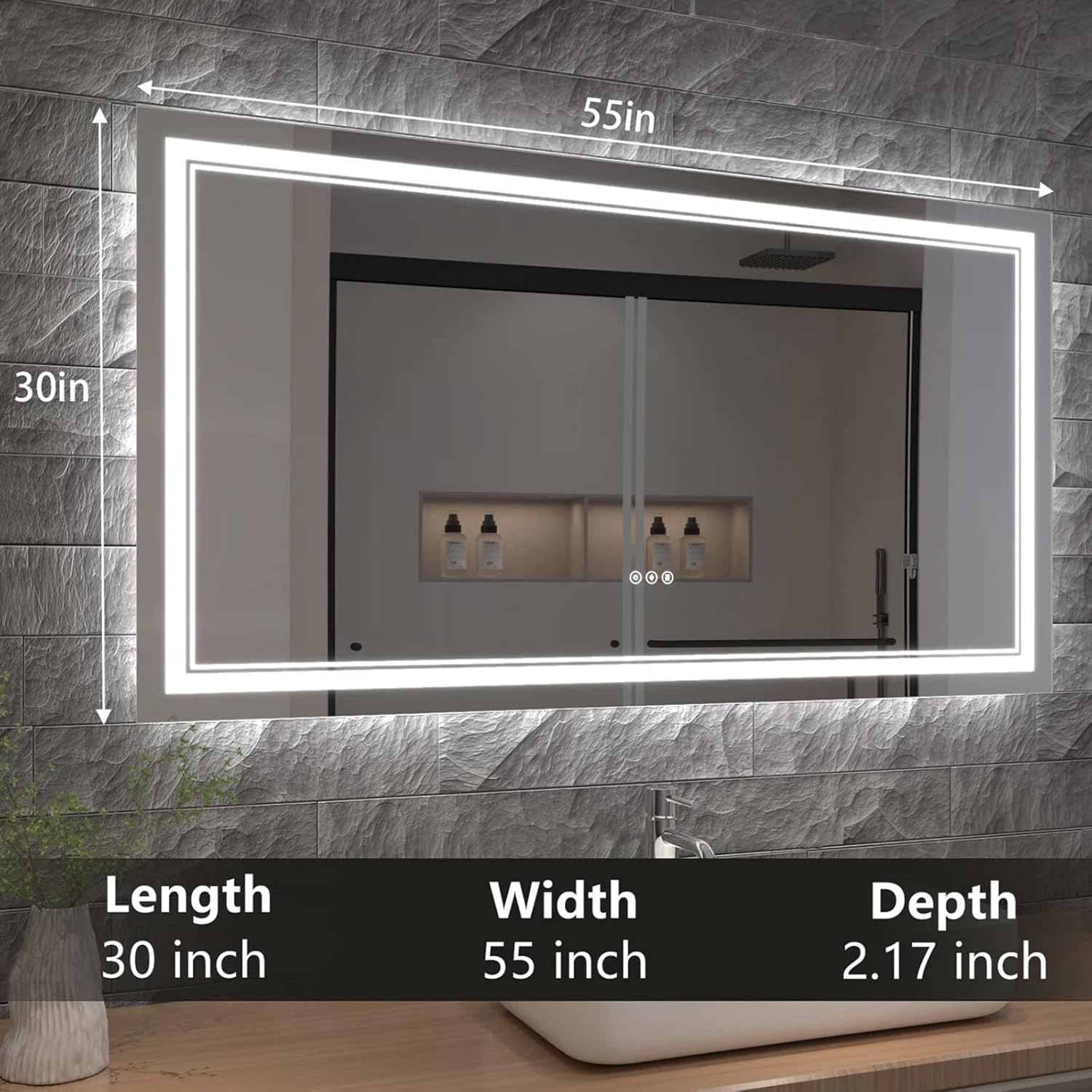 LED Bathroom Mirror with Lights, Wall Mirrors