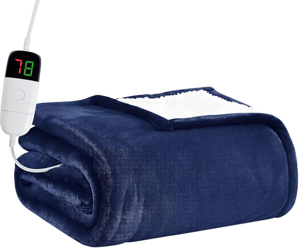 BOMOVA Heated Electric Blanket Twin - 62" x 84" Heating Blanket with 10 Heating Levels & 8 Hours Auto Off, Warm Flannel Blanket, Christmas Birthday Gifts for Women