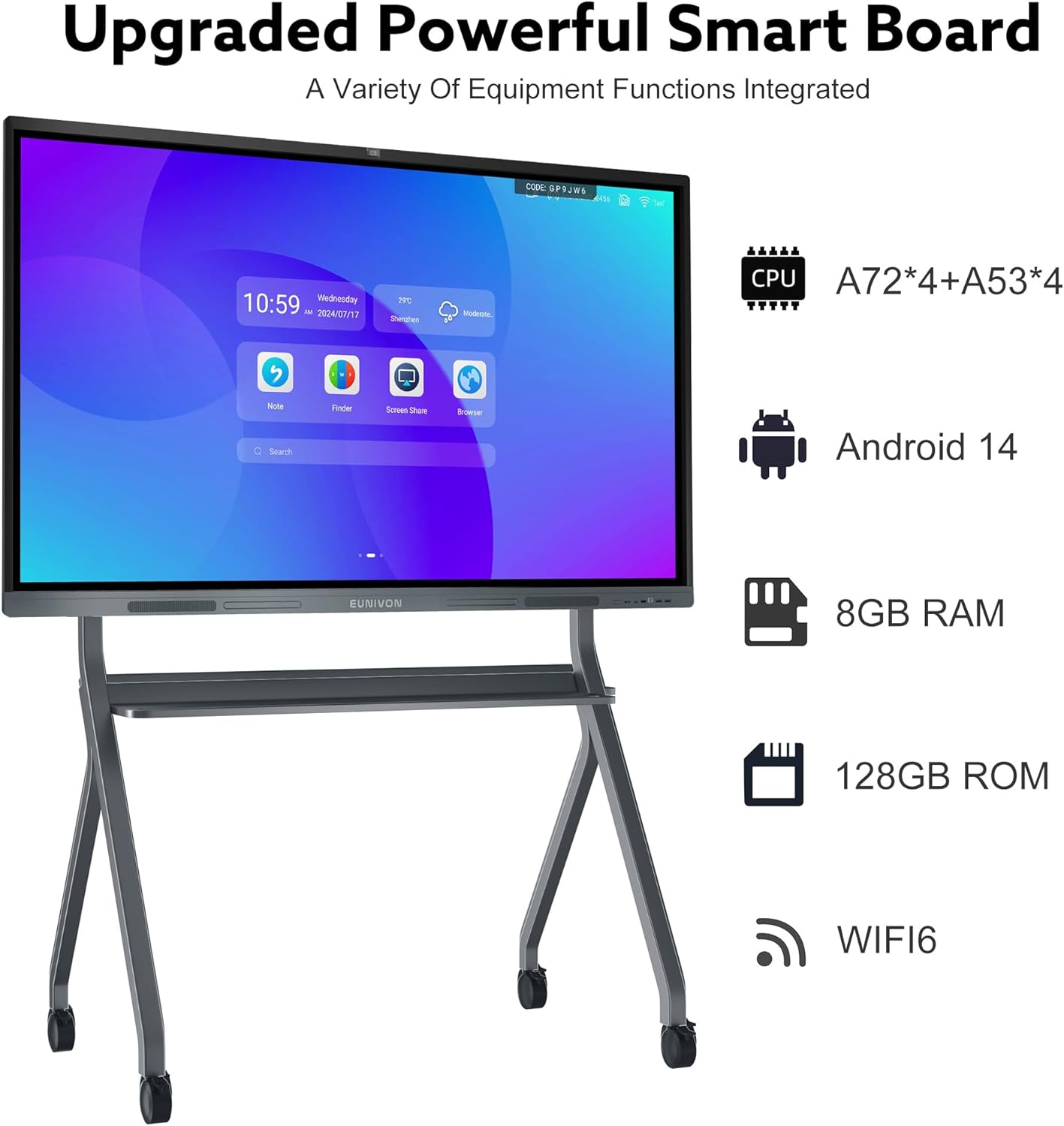 Interactive Whiteboard, 65'' 4K UHD Smart Whiteboard, Interactive Touch Screen Smartboard, Smart Board for Classroom and Business (Wall Mount Included)