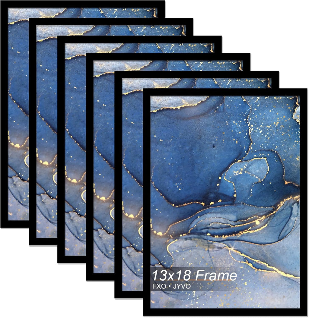 13x18 Picture Frame Set of 6, Black Frame for 13 x 18 Inch Picture Poster Photo, Light Weight and High Transparent 13 by 18 Frame for Wall - 6 Pack/Black/13 x18
