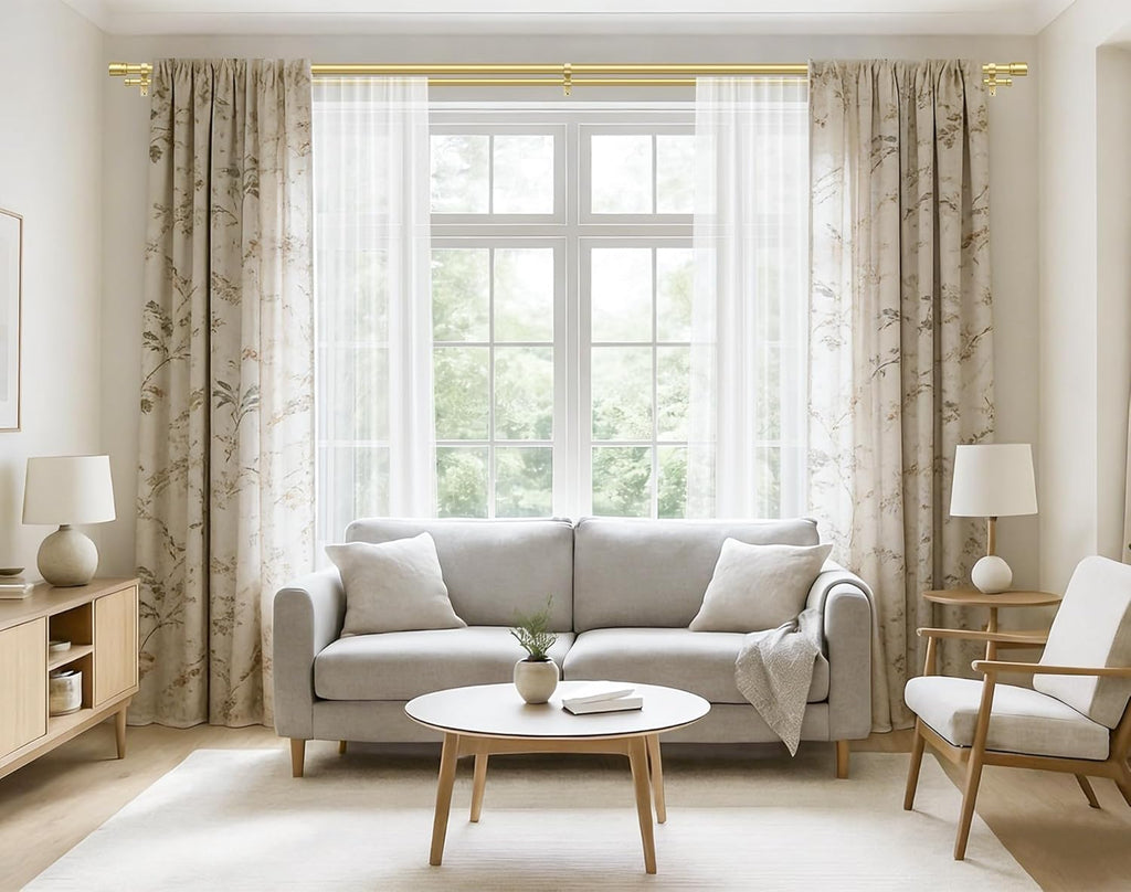 Double Curtain Rod 36 to 72 Inch, HOTOZON 1 Inch Heavy Duty Double Curtain Rods for Windows 24 to 68 Inches(2-5.6 ft), Telescoping Drapery Rod with Simple End Finials, Gold