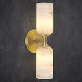 Alabaster Wall Sconces, 14" Modern Spanish Natural Marble Vanity Light, Dimmable Hardwired Brass Gold Wall Sconce Lighting for Bathroom Mirror, Bedroom, Living Room, Luxury Natural Stone Wall Fixtures
