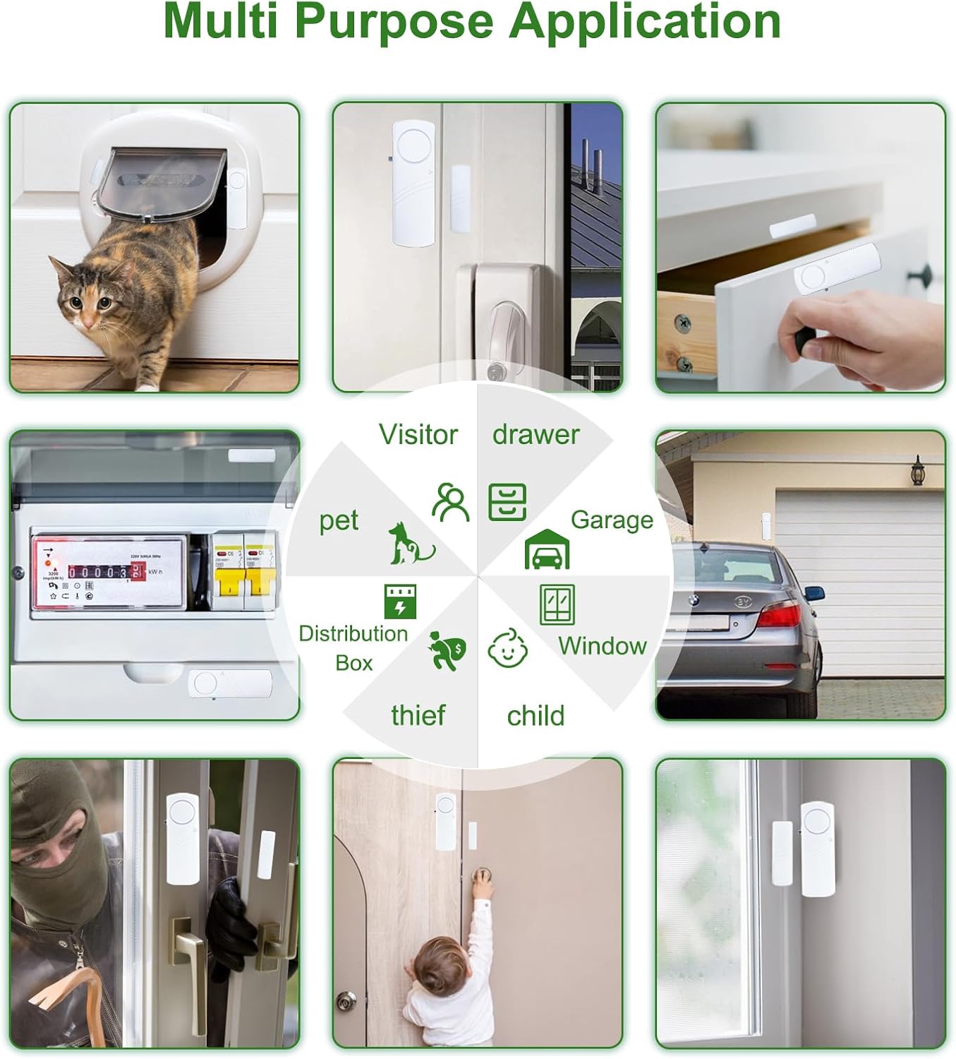 Door Window Alarm, 90dB Door Alarms Sensor for Kids Safety, Home Security, Door Window Burglar Alarm, Window Pool Alarms for Home, Apartments, Offices, Hotel Rooms (15pack)