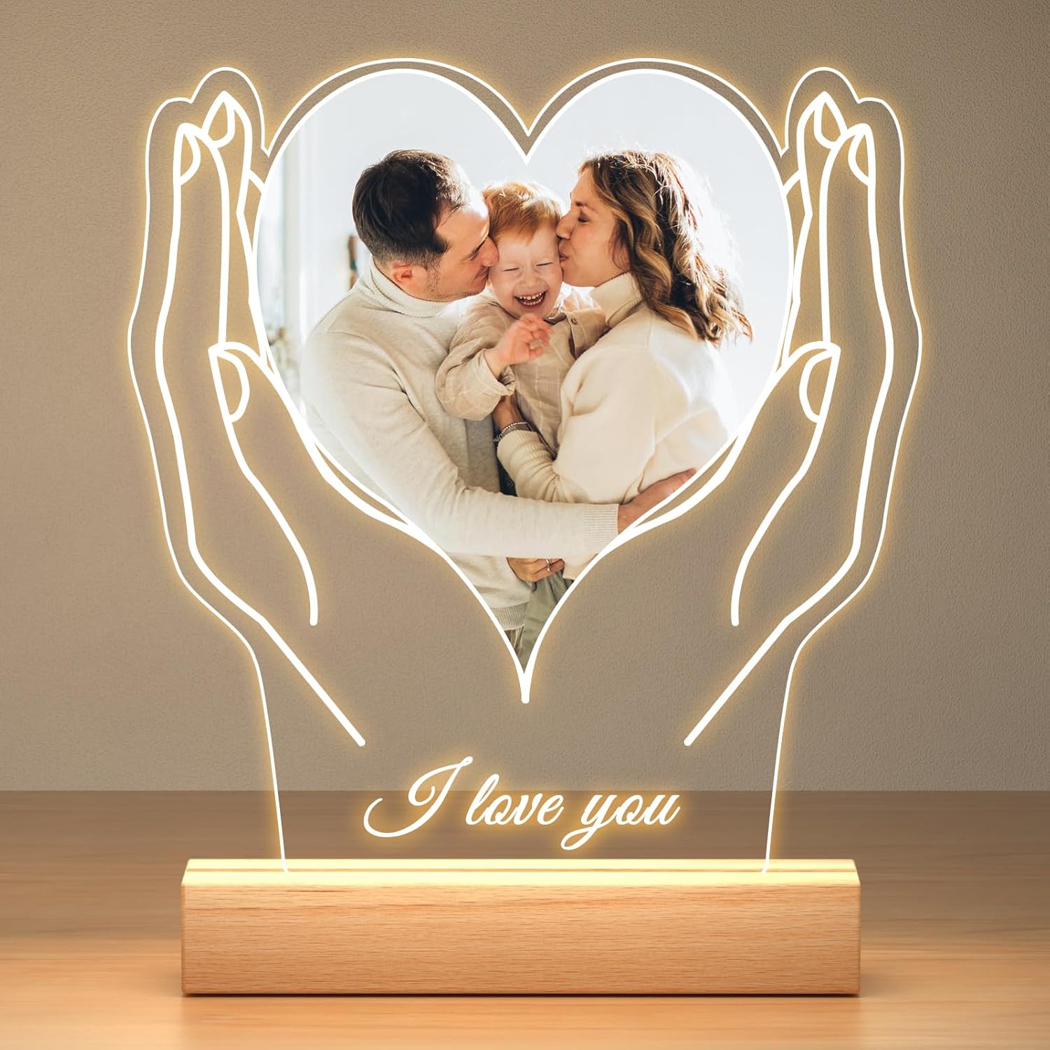 Custom Picture Frames with Photo, Customized Photo Frame, Personalized Picture Frame, Customized Birthday Valentines Day Gifts for Women Men Mom Dad Baby Kids Grandma Grandpa Family