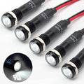 5Pcs 8MM (5/16") Indicator Light 12v 24v Metal Pilot Lamp Lights Aluminum Black Anodized Waterproof ip67 White Signal Lamp Light(12V-Black Anodized-W 5Pcs)