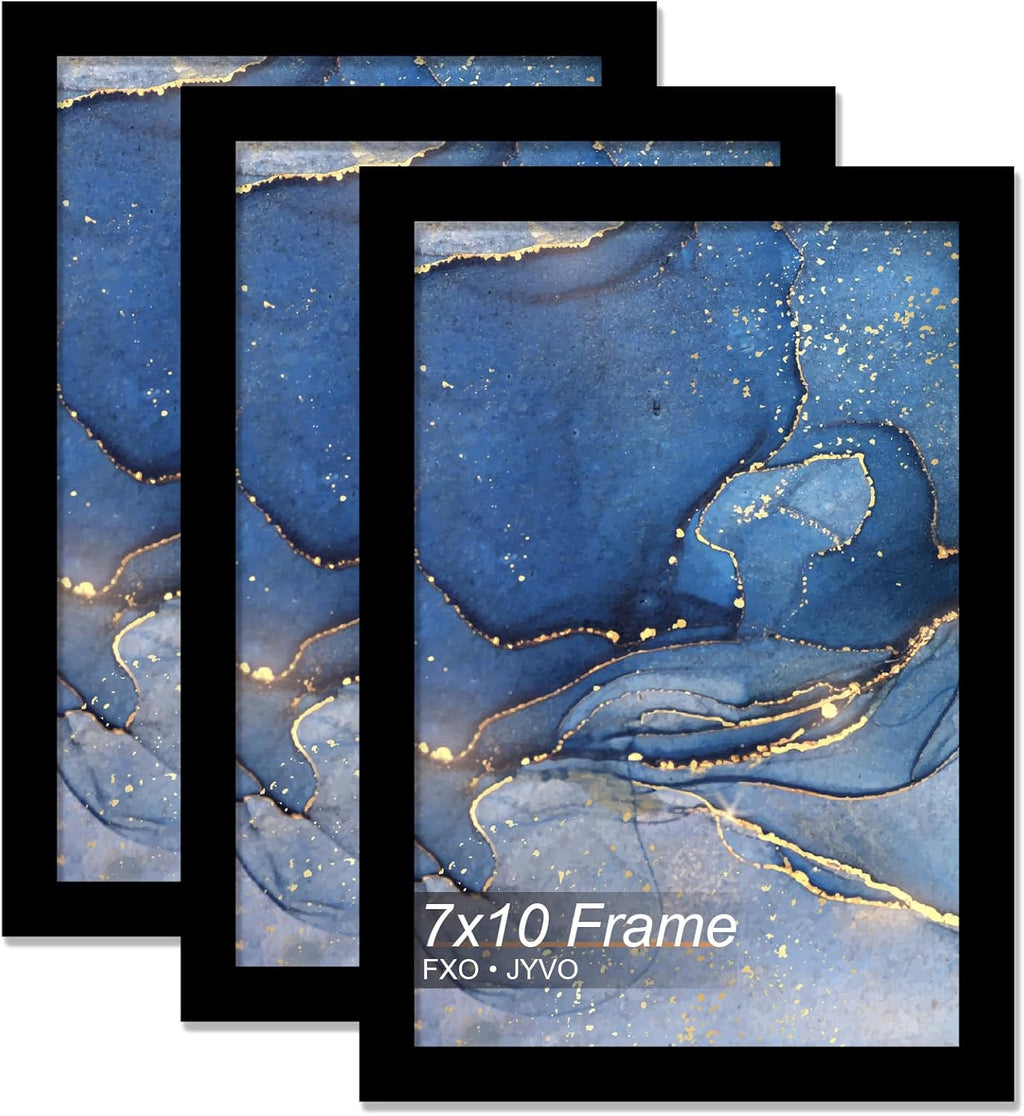 7x10 Picture Frame Set of 3, Black Frame for 7 x 10 Inch Picture Poster Photo, Light Weight and High Transparent 7 by 10 Frame for Wall - 3 Pack/Black/7"x10"