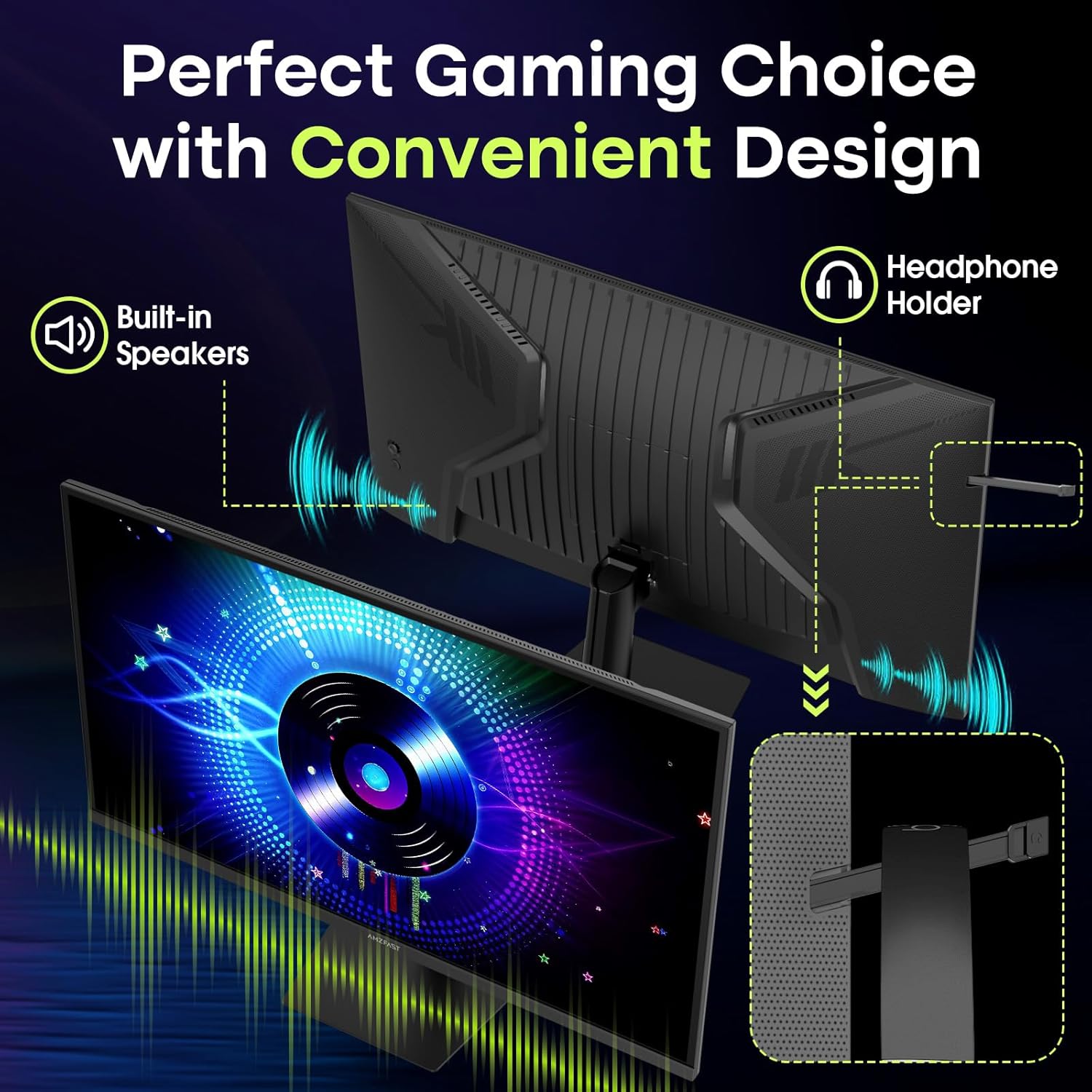 Amzfast 27 Inch 240Hz Gaming Monitor, FHD Fast VA Panel 4000:1 Contrast Computer Monitor with Speakers, HDMI DP Ports 125% sRGB VESA Support for Gmaing Office (One DP Cable Included, AMZG27F5 Pro)