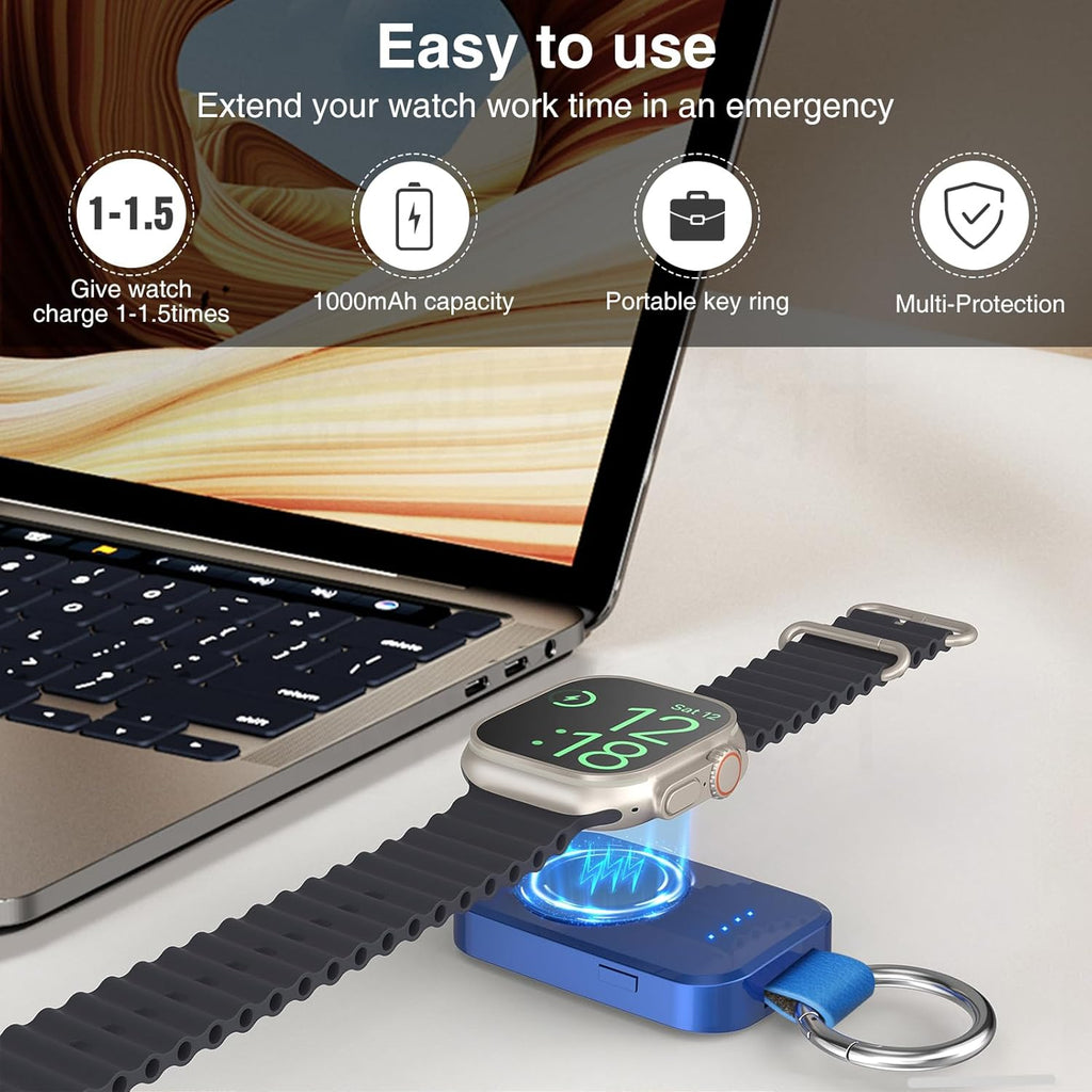 i.VALUX for Apple Watch Charger Portable Magnetic i Watch Charger, Keychain Travel Accessories Smart Wireless Charging Battery Pack Power Bank for Apple Watch Series 11/10/9/8/7/6/5/4/3/2/1/SE/Ultra