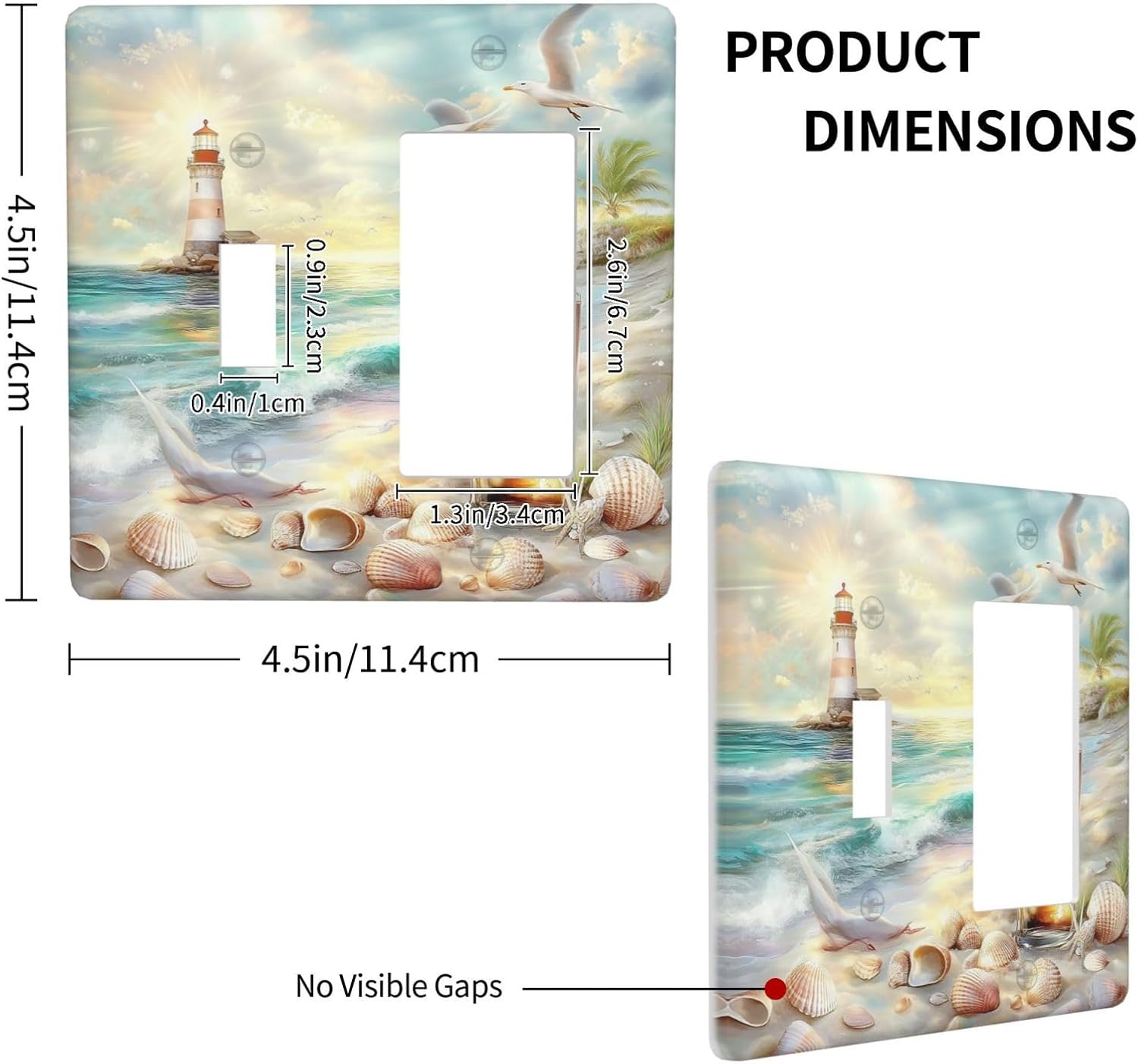 Outlet Covers Beach Ocean Lighthouse Seashells 1 Toggle 1 Rocker Combination Decorative Wall Plate Electrical Switch Plates Light Switch Cover Plate For Bed Room Living Room Decor