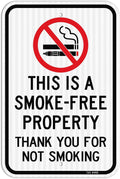 T&R Large No Smoking Sign, Thank You For Not Smoking Sign, 18" x 12" Engineer Grade Reflective Sheeting, Rust Free Aluminum, Weather Resistant, Waterproof, Fade Resistant, 2 Pre-drilled Holes