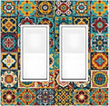 Decorative Outlet Covers Mexican Talavera Colorful Mosaic Tiles 2 Gang Double Gfci Rocker Electrical Wall Panels Light Switch Cover Plate For Bathroom Kitchen Decor