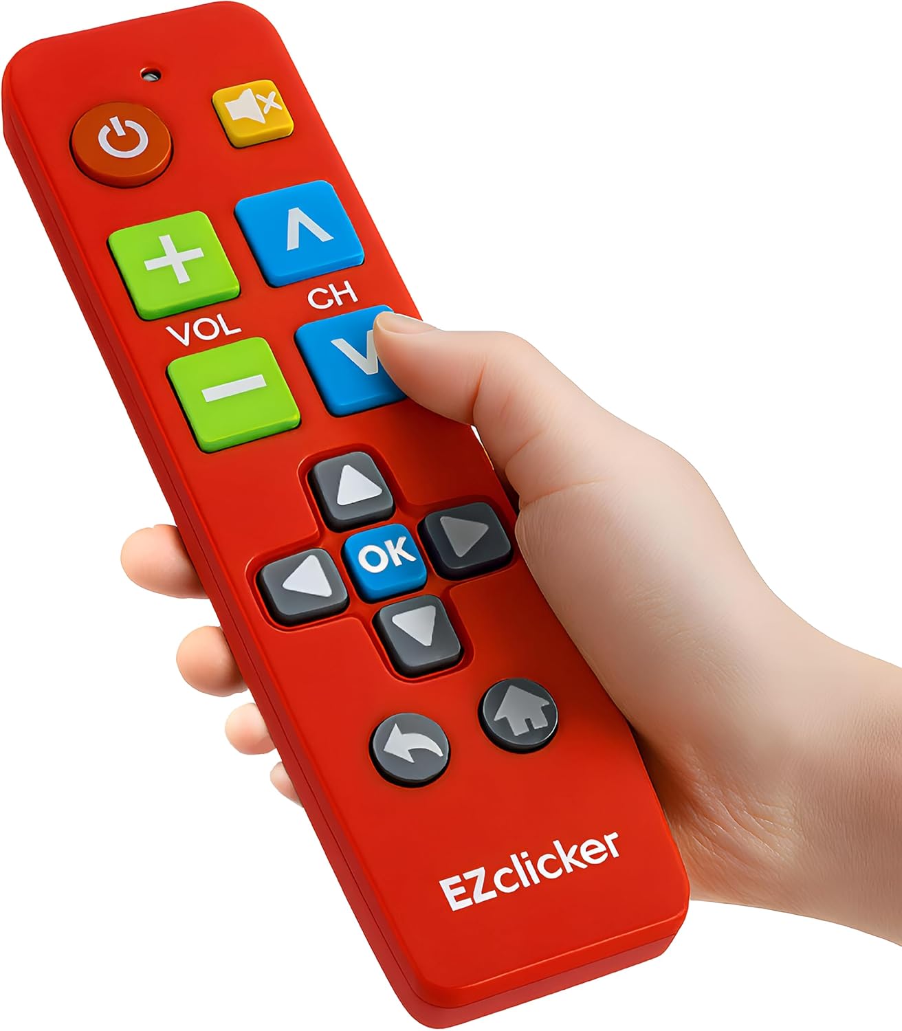Plus Big Button Universal TV Remote (Red) Simple Easy to Use, Works with Major TV Brands (2xAAA Batteries Not Included)