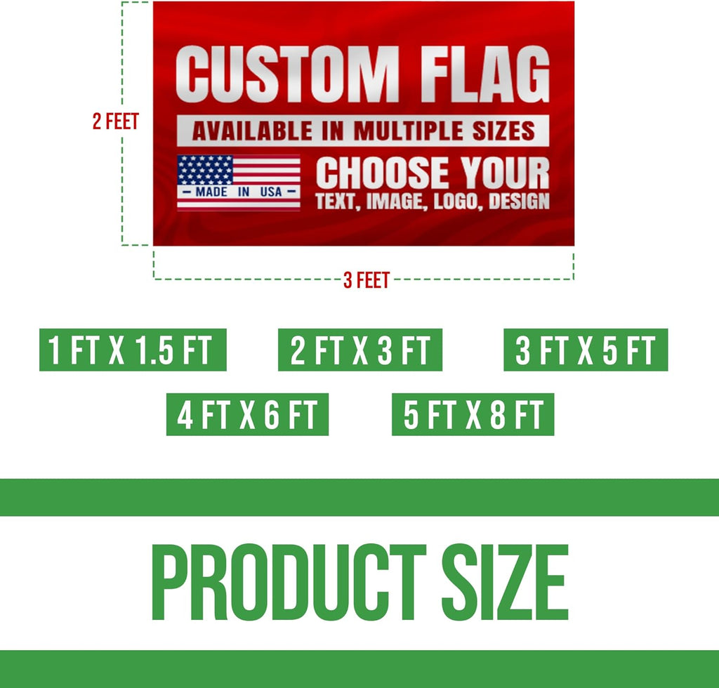 Custom Flag (1x1.5FT to 5x8FT) by BCB Print for Business | Personalized Outdoor Flags with Grommets for Advertising, Events | HD Printed Custom Sign Flag | Express Dispatch+Ship | Made in USA