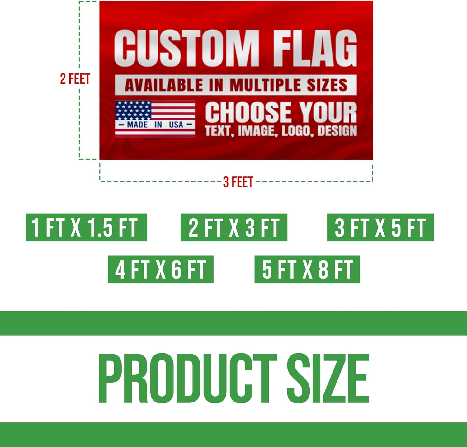Custom Flag (1x1.5FT to 5x8FT) by BCB Print for Business | Personalized Outdoor Flags with Grommets for Advertising, Events | HD Printed Custom Sign Flag | Express Dispatch+Ship | Made in USA