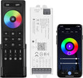 WB5 WiFi PWM 12V/24V LED Controller with RC03RFB RF Remote Control 4-Zone Group, RGB RGBW RGBCCT Strip Lights Controller Kit Compatible with Alexa Google Home Smart Life Tuya APP Control