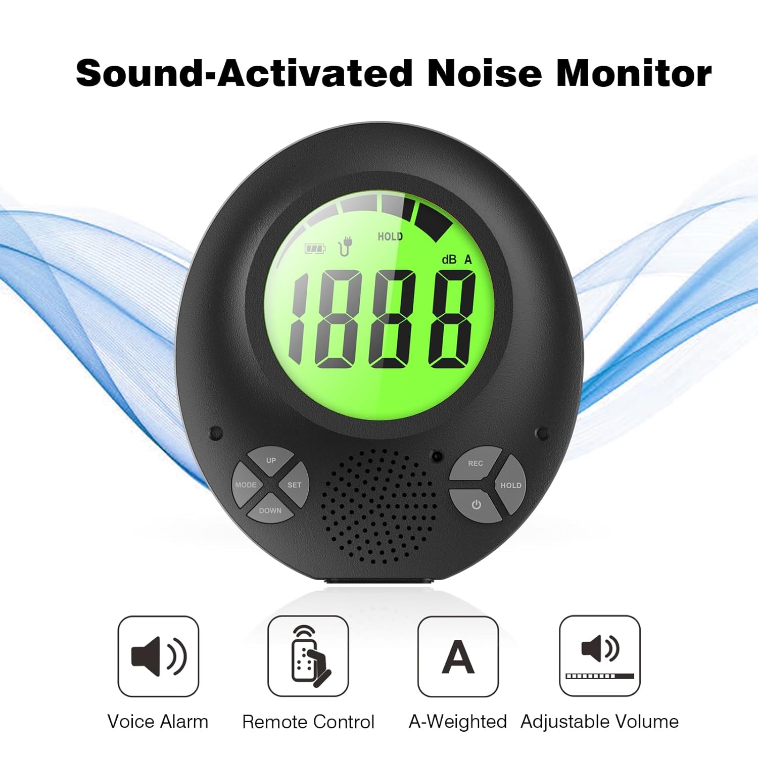 Digital Decibel Meter with DIY Voice Warning Function, Wall Hanging Sound Level Meter 35dB to 135dB with Alarm Quiet Please, Sound Level Meter for Schools Hospitals Temples Libraries Theaters