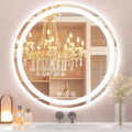 Led Bathroom Mirror with Lights, Anti-Fog & Tri-Color Lighting - Wall Mounted Shaving Mirror with Touch Sensor, Waterproof Smart LED Vanity Mirror Tempered Glass Dimmable (24" L x 24" W)