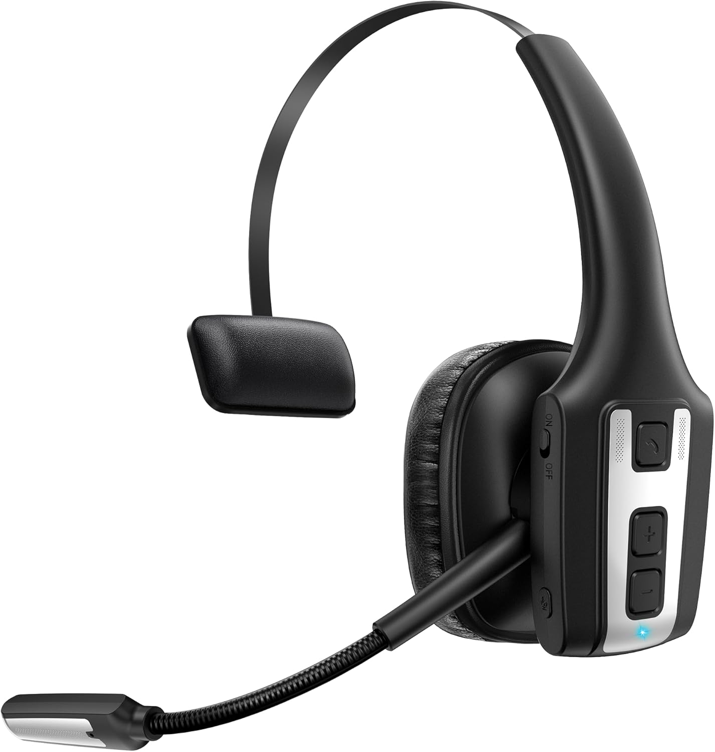 Trucker Bluetooth Headset, Wireless Headset with Mic for Work, Upgraded V5.3 Dual Noise Cancelling Microphones, Mute Button, Multipoint, 53H Battery, for Truck Drivers, Work from Home Office Phone