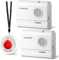 2 Caregiver Pagers with 1 Call Button SOS Alert System for Elderly Seniors Patients Home Care Nurse Call Bed Alarm Emergency Monitoring