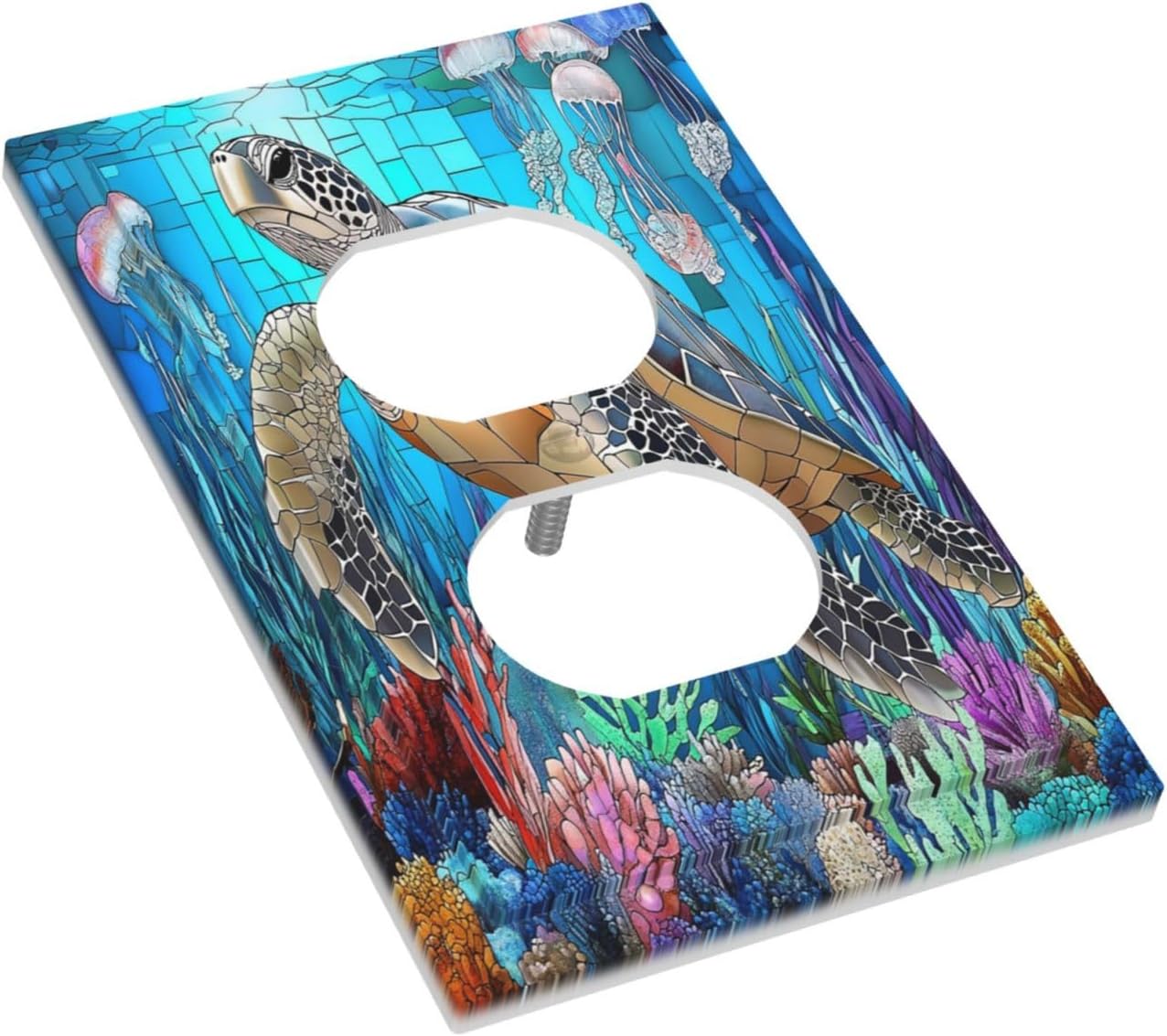 Outlet Covers Nautical Sea Turtle Coral Jellyfish 1 Gang Duplex Light Switch Cover Decorative Switch Plates Electrical Receptacle Faceplate Wall Plate For Kids Room Nursery Decor