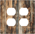 Outlet Covers Rustic Brown Wood Pattern Splice Plank 2 Gang Double Duplex Decorative Light Switch Covers Electrical Wallplates Socket Faceplate For Farmhouse Cabin Decor