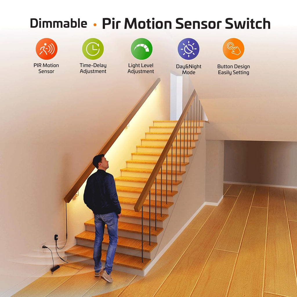 SENSKY BS010BB DC 12V/24V 3A Mini Dimmable Pir Motion Sensor Switch,Occupancy Sensor Switch for Kitchen Cabinet, Pantry, Closet led Lighting (Black-with Light Sensor)