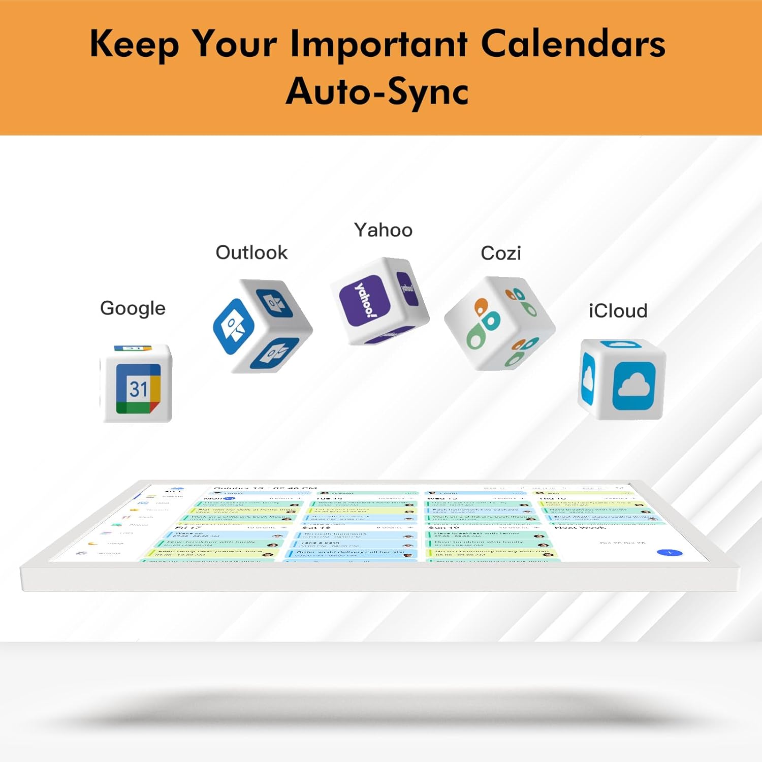 32" Digital Calendar Chore Chart for Wall Planner –Touchscreen Electronic Calendar Photo Frame for Family-Meal-Planner, Seamless Scheduling with Star Reward, Sync Online Calendar Via APP, Wall Mounted