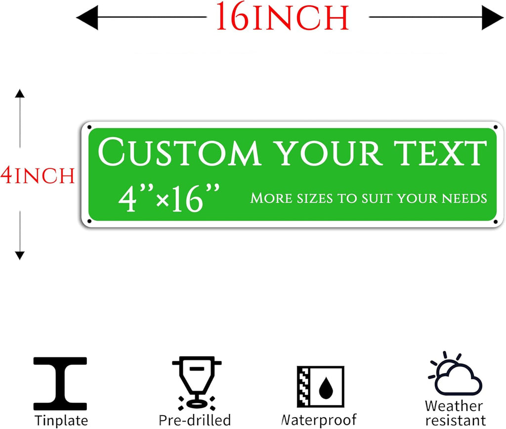 Custom Sign,street signs customized，Reflective double-sided,Aluminum Weatherproof Metal Sign Multiple Sizes, Customize for Shops along the street, famous brands, Business, Workplace, office, Home, Delivery Signs(4*16 Inch)