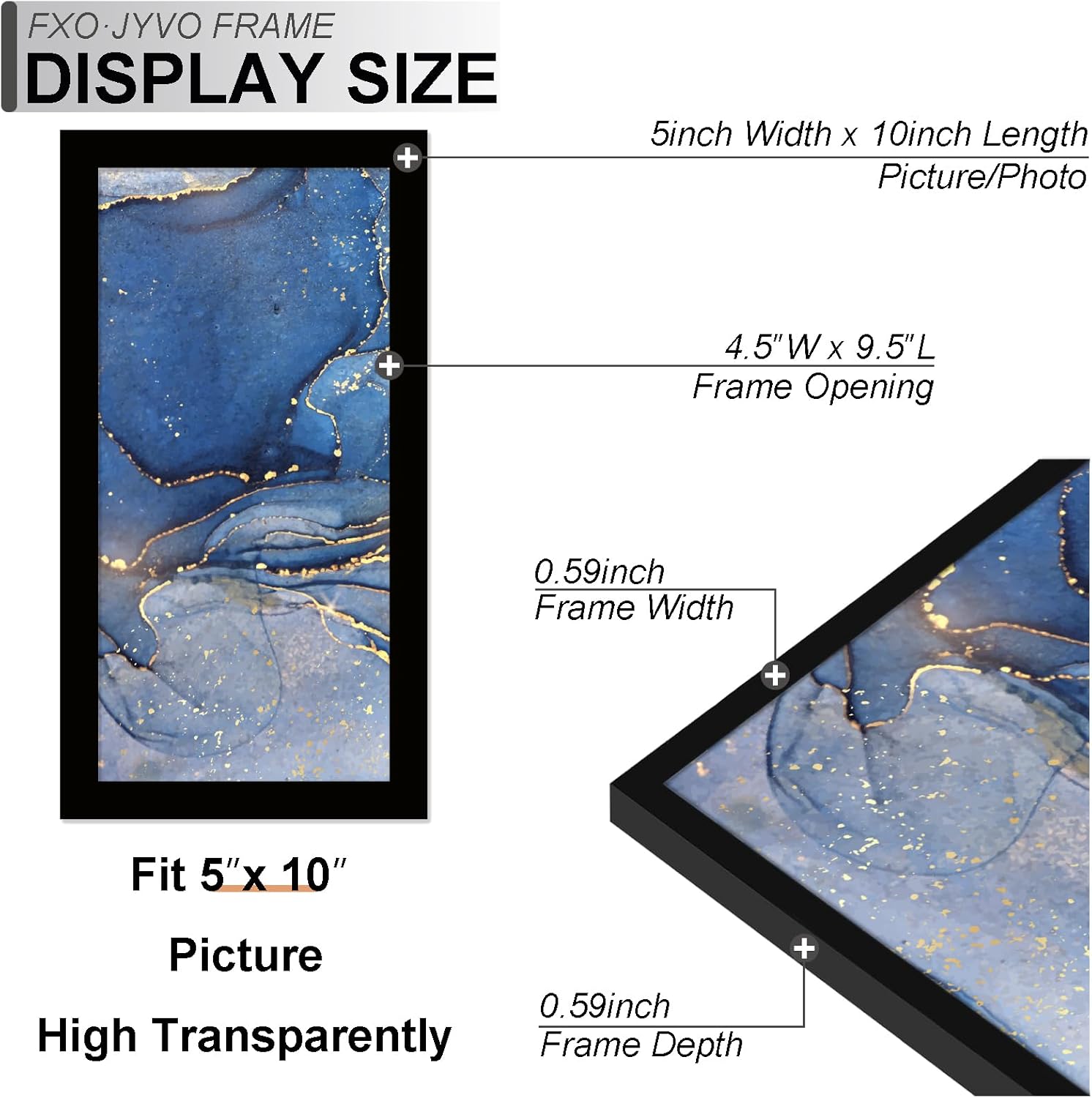 5x10 Picture Frame, Black Frame for 5 x 10 Inch Picture Poster Photo, Light Weight and High Transparent 5 by 10 Frame for Wall - 1 Pack/Black/5"x10"
