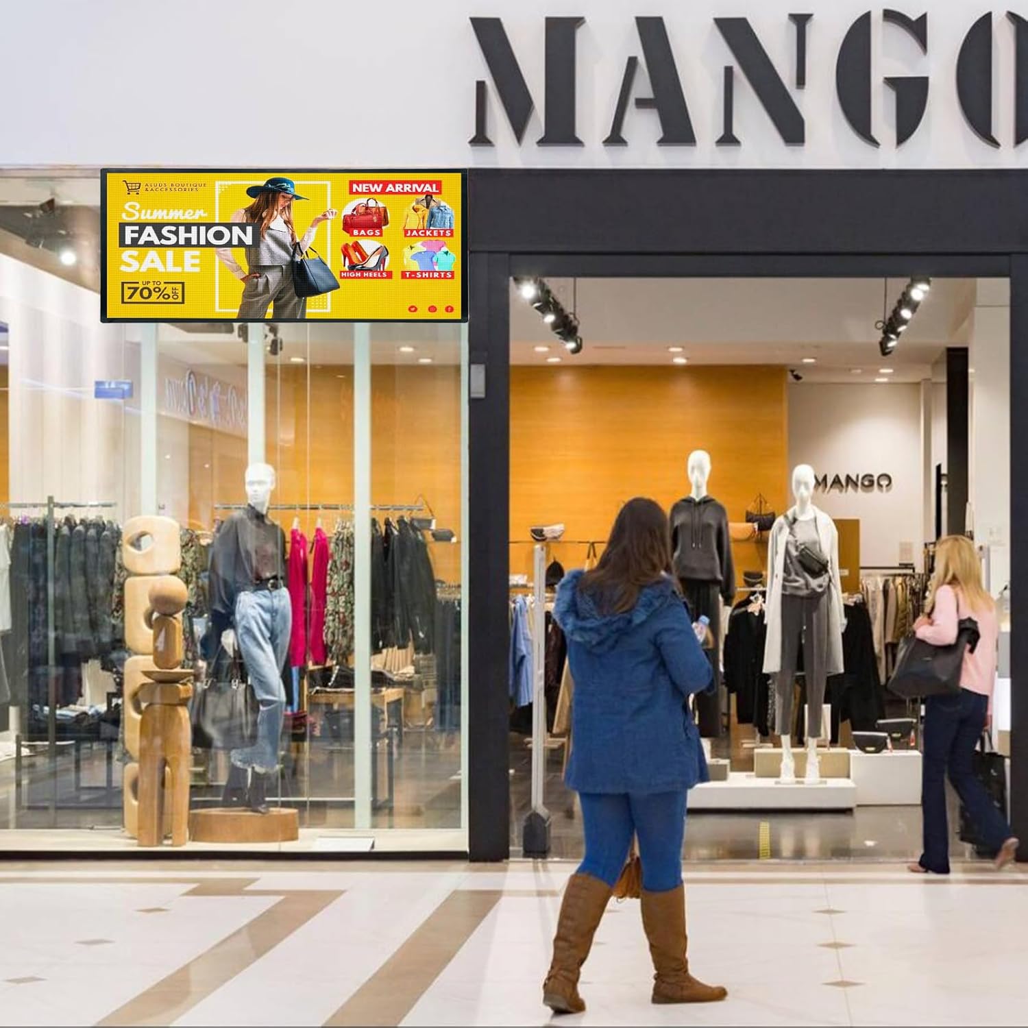 Outdoor Full Color Led Sign WIFI And USB Programmable Led Sign With High Resolution Scrolling Texts, Colorful images and videos LED Advertising Board For Shop (40‘’x17'')