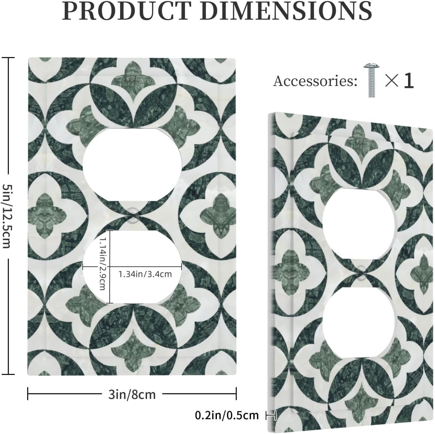Green Luxury Modern Cubic Marble Cubic Marble Duplex Outlet Decorative Light Switch Covers Electrical Faceplate Switch Plates for Bathroom Kitchen Home
