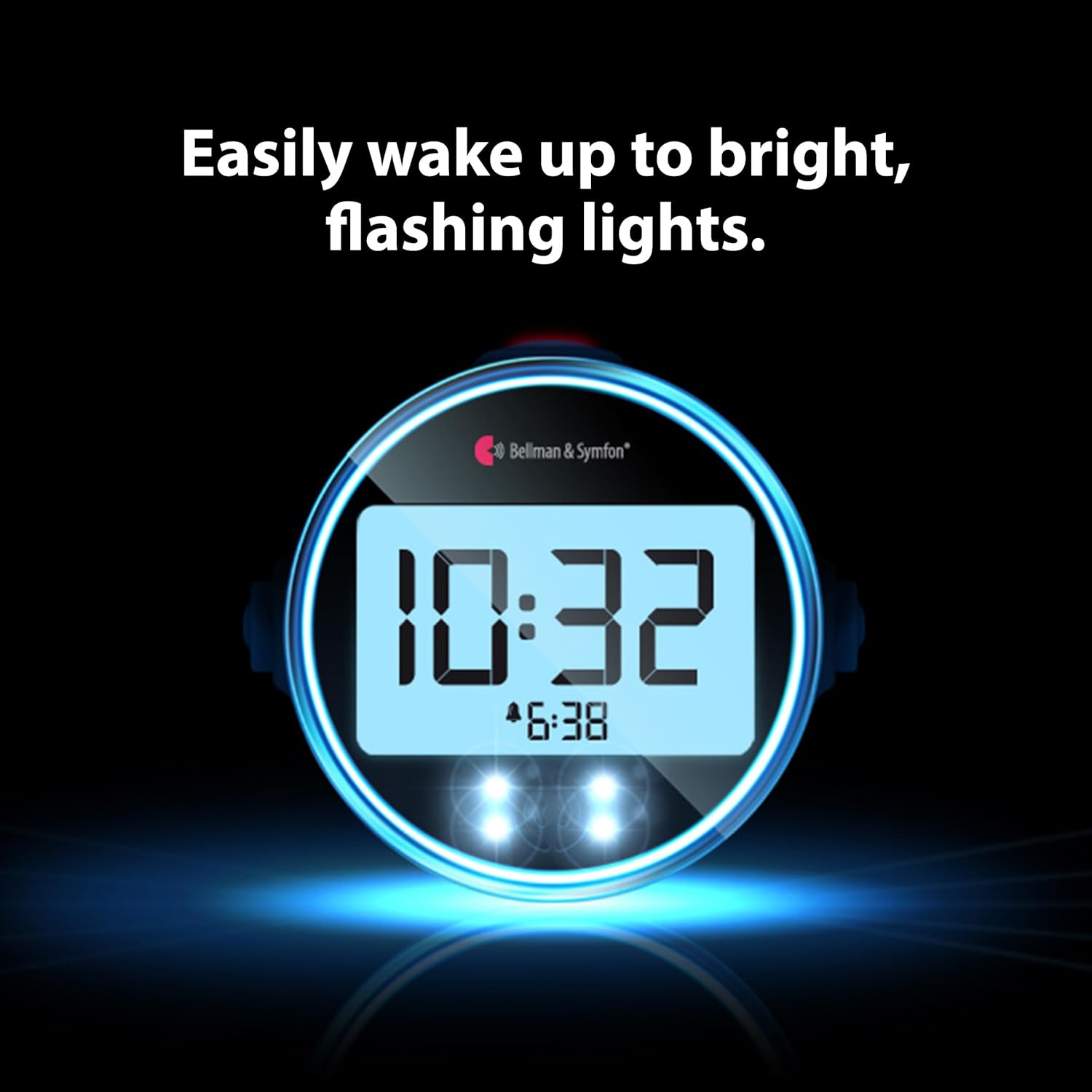 Bellman & Symfon Vibrating Alarm Clock Pro with Bed Shaker - Loud Alarm, Flashing LED Night Lights for Heavy Sleepers, Hard of Hearing and Deaf People - Alarm Clocks for Bedrooms with Backup Batteries