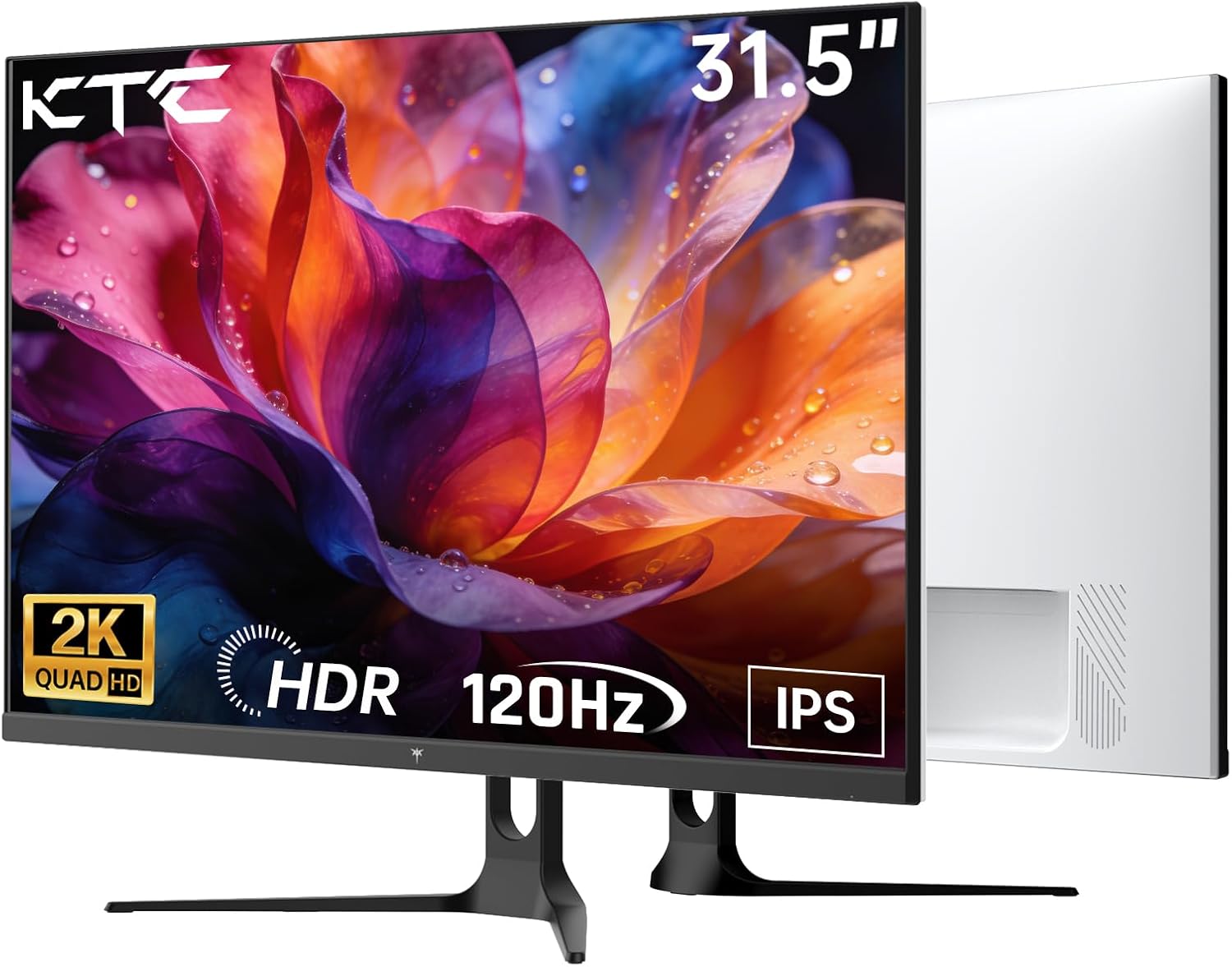 KTC 32 Inch 2K Computer Monitor, QHD (2560 x 1440) 120Hz Monitor with IPS Panel, Adaptive Sync, HDR10, HDMI/DP, Tilt Adjustable, VESA Compatible, Eye Care PC Monitor for Office Gaming, White