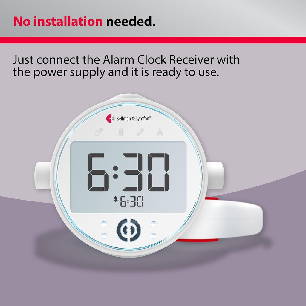 Bellman & Symfon Alarm Clock with Bed Shaker – Visit Smart Home System Hub Component – Deaf and Hard of Hearing – Vibrating Loud Alarm, Flashing Light Alerts, Emergency Receiver for Seniors