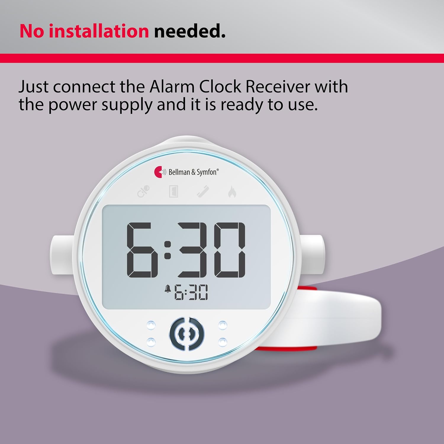Bellman & Symfon Alarm Clock with Bed Shaker – Visit Smart Home System Hub Component – Deaf and Hard of Hearing – Vibrating Loud Alarm, Flashing Light Alerts, Emergency Receiver for Seniors