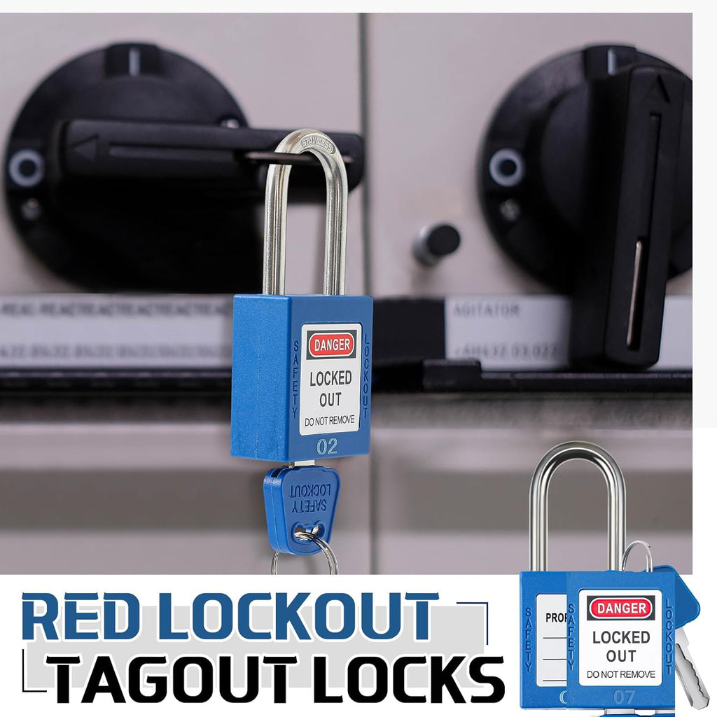 Landhoow 12 Set Lockout Tagout Locks and Keys Kit Loto Locks Different Safety Lock 2 Keys Per Lock Tag Out Padlocks for Electrical Lockout Tag Out Stations and Devices Kits (Blue)
