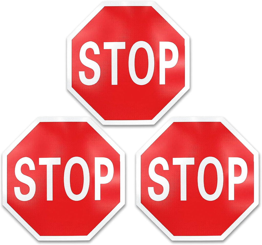 3 Pack Large Stop Signs, 30 x 30 Inches Street Road Sign, UV Protected and Weather Resistant, Octagon Rust Free Aluminum Sign, 2 Pre-drilled Holes