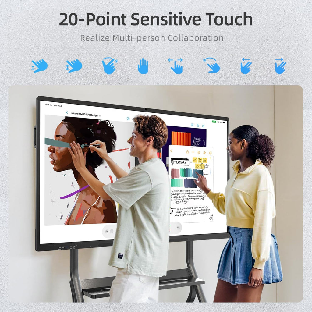 65" Smart Board, Interactive Whiteboard, 4K Electronic Board, UHD Touchscreen, Android 13, 8+128G, All in One Smartboard for Classroom Office Home (Wall Mount Included)