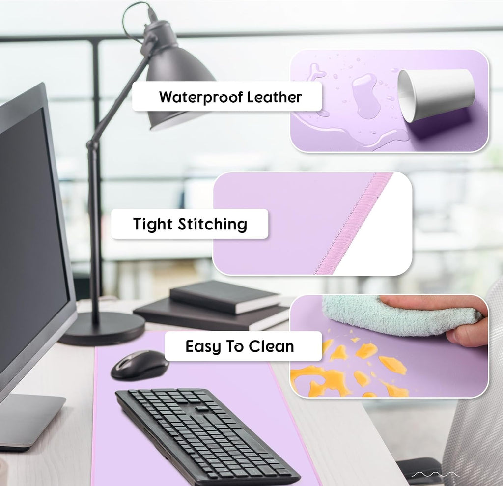 Konohan Heated Large Desk Mat PU Leather Warm Mouse Pad with 5 Heating Level & 4 Hour Auto Shut-Off Heating Keyboard Pad Warmer Gaming Mice Mat Only Supports 110v(Purple Color,23.6"x 14.2")