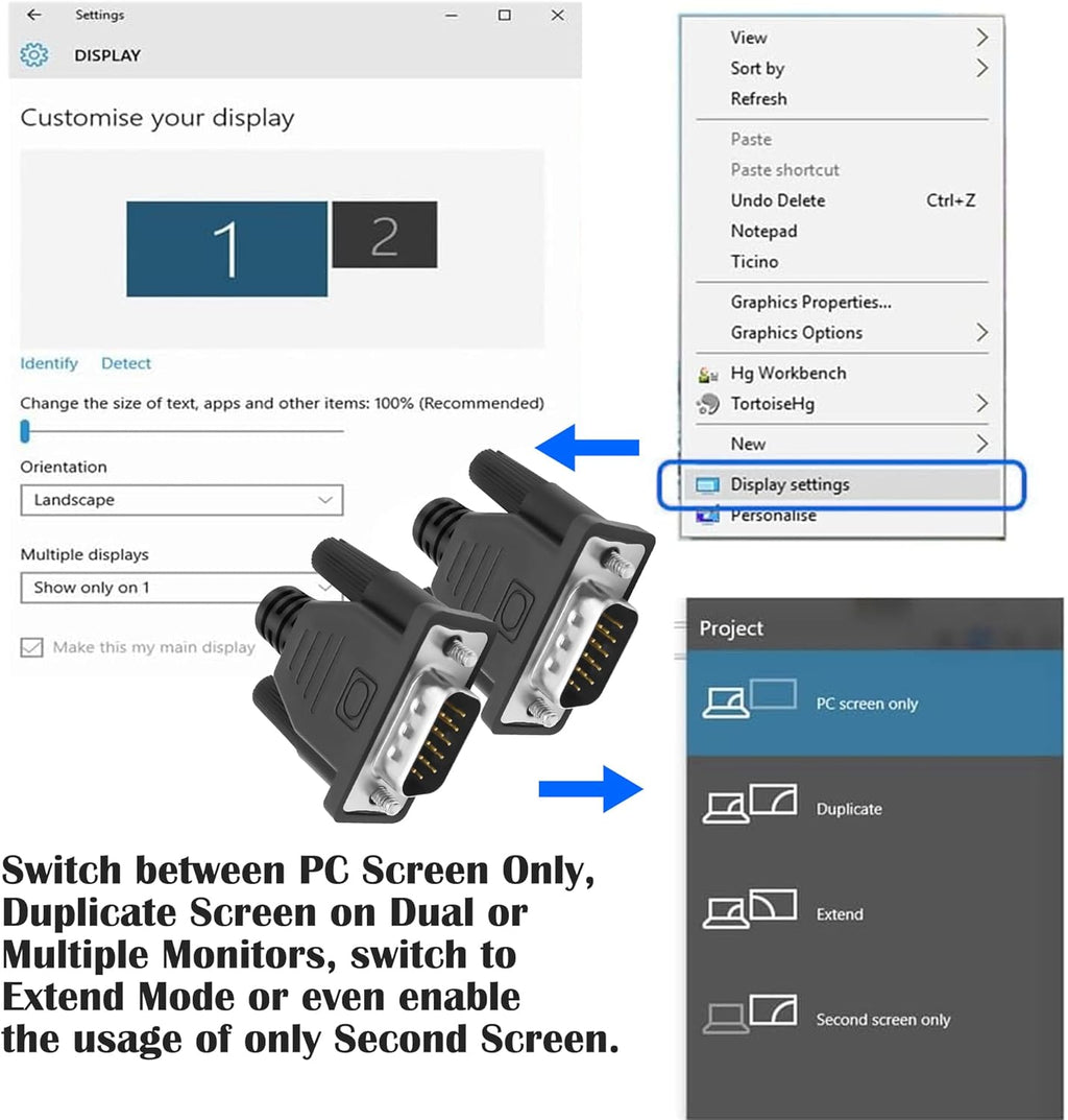 MEIRIYFA VGA Dummy Plug Headless Ghost Display Emulator, VGA Virtual Display RGB Monitor Dummy Plug Headless Ghost Display Emulator 1920x1080P@60Hz (2Pack)