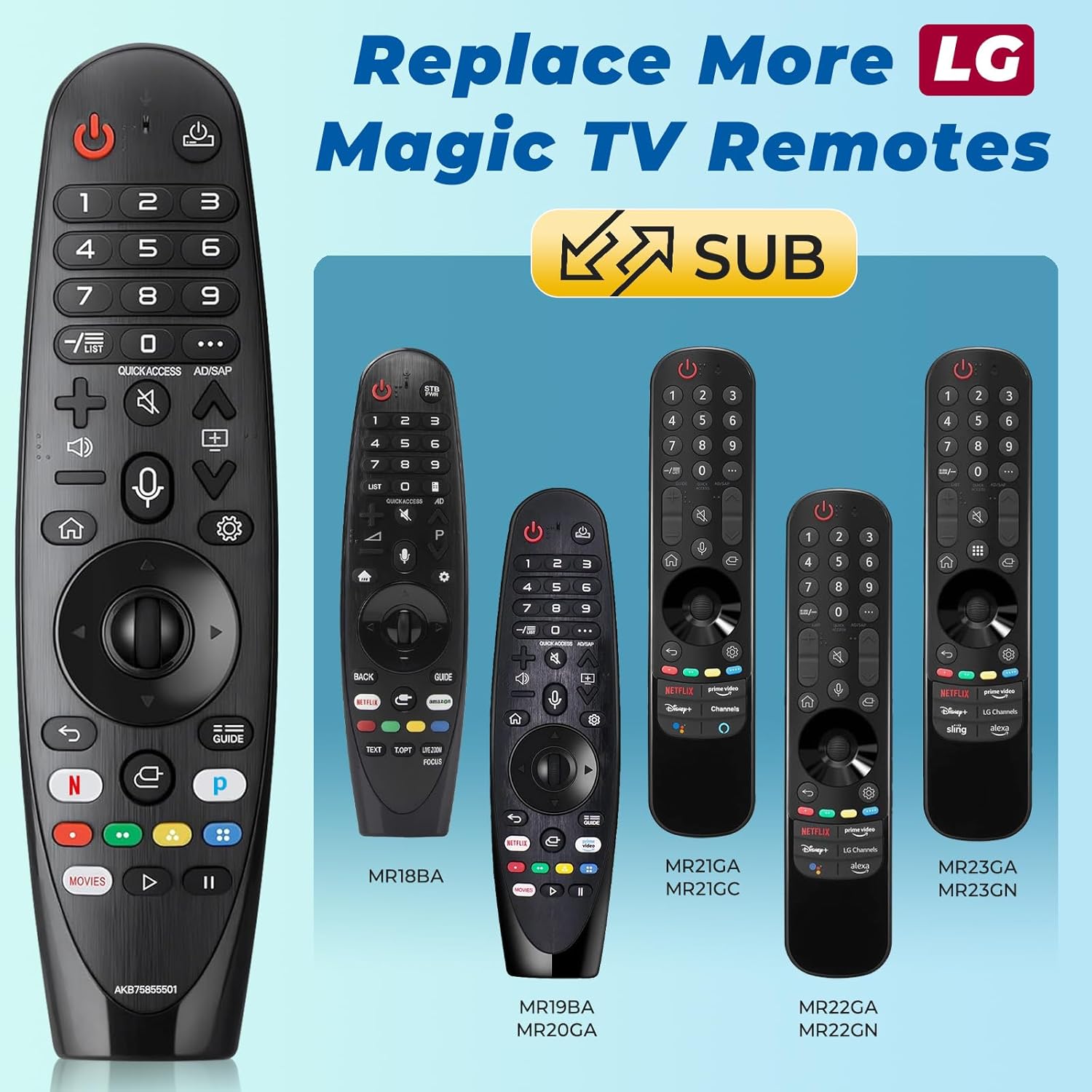 Replacement Voice LG Magic Remote Control AKB75855501, Universal LG TV Remote AN-MR20GA with Pointer Function for OLED QNED 4K NanoCell Webos Smart TV, Replaced MR19BA MR18BA MR21 MR22 MR23 MR24