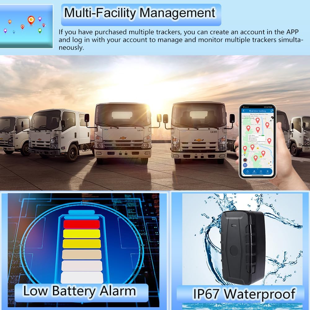 Car GPS Tracker for Vehicles Long Battery Life 20000mAh Tracker Device Real-Time and Precise Location Tracking Device Magnetic Waterproof Multiple Alarm App iOS/Android TK918 4G