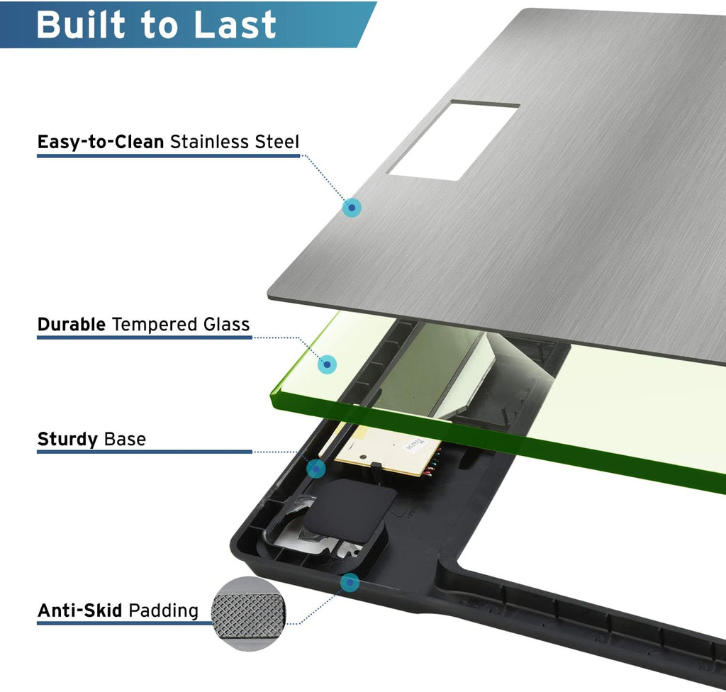 Etekcity Stainless Steel Digital Body Weight Bathroom Scale Step-On Technology Large Blue LCD Backlight Display, 400 Pounds , Grey, 12x12 Inch (Pack of 1)
